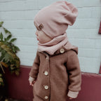 Beanie Mütze Ripp rosa, graumeliert und camel