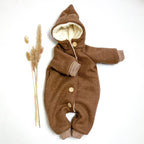 Walkoverall, Winteroverall in camel mit Teddystoff gefüttert