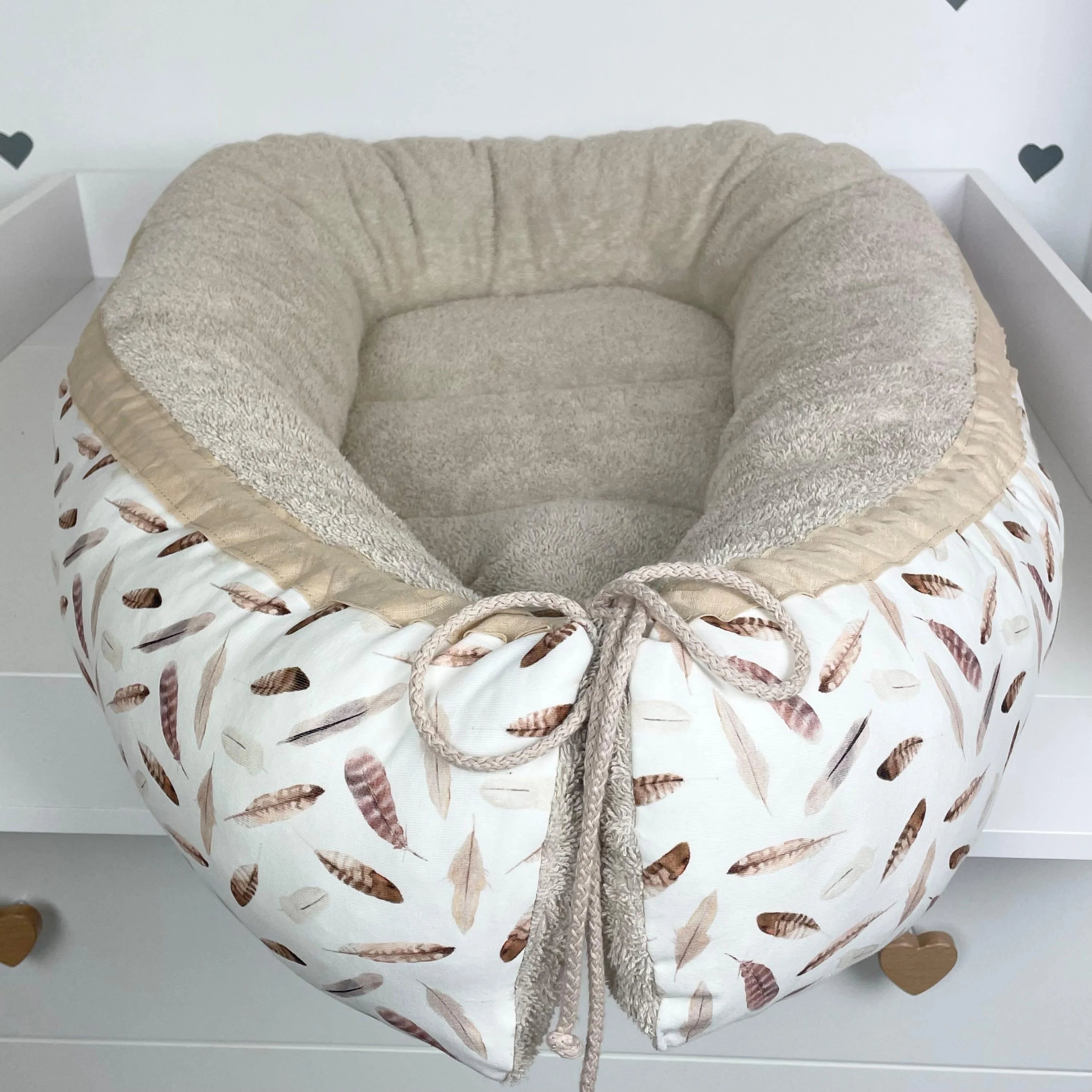 Nestchen Federn mit Frottee beige
