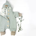 Walkoverall, Winteroverall in mint/ innen Eukalyptus oder Weidenkätzchen