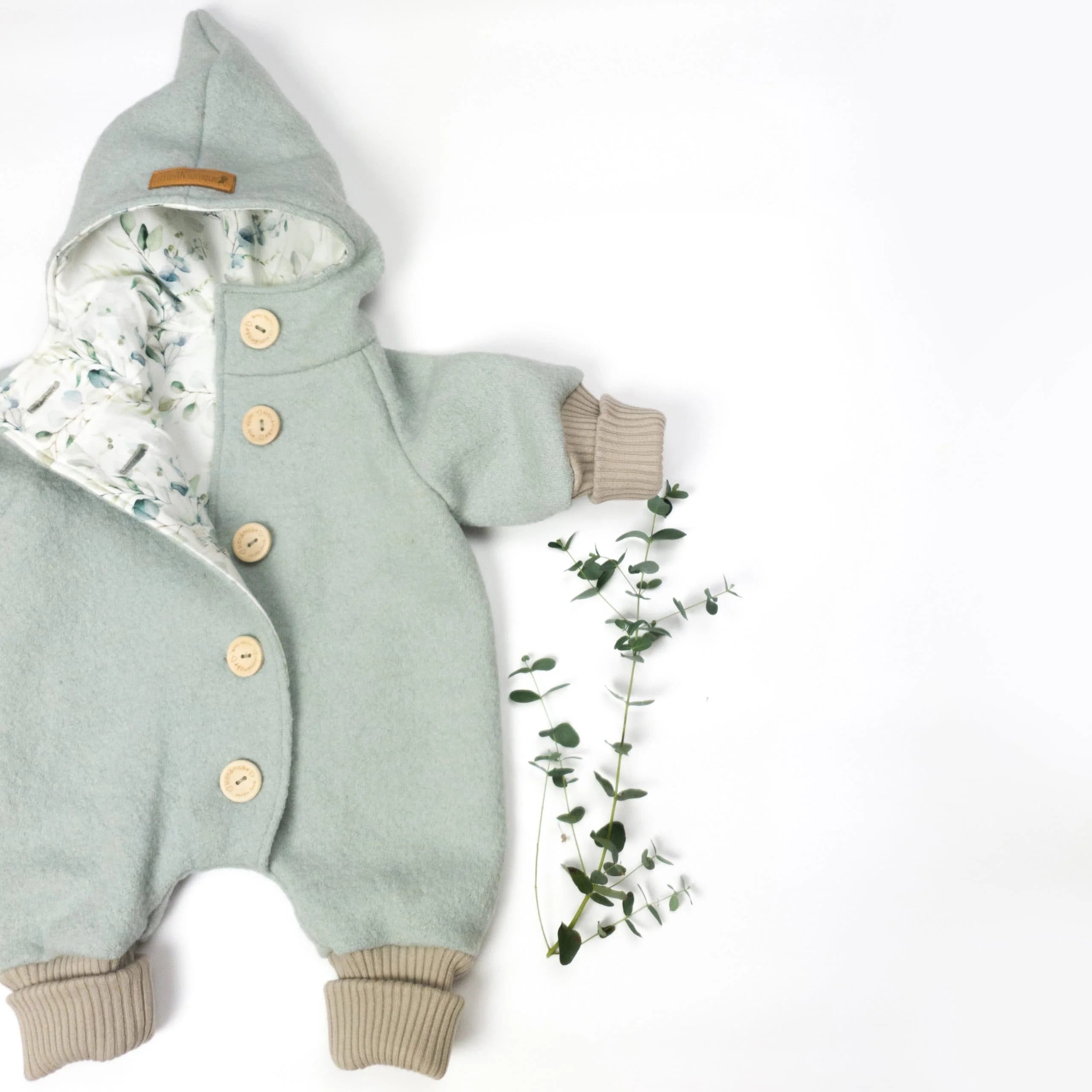 Walkoverall, Winteroverall in mint/ innen Eukalyptus oder Weidenkätzchen