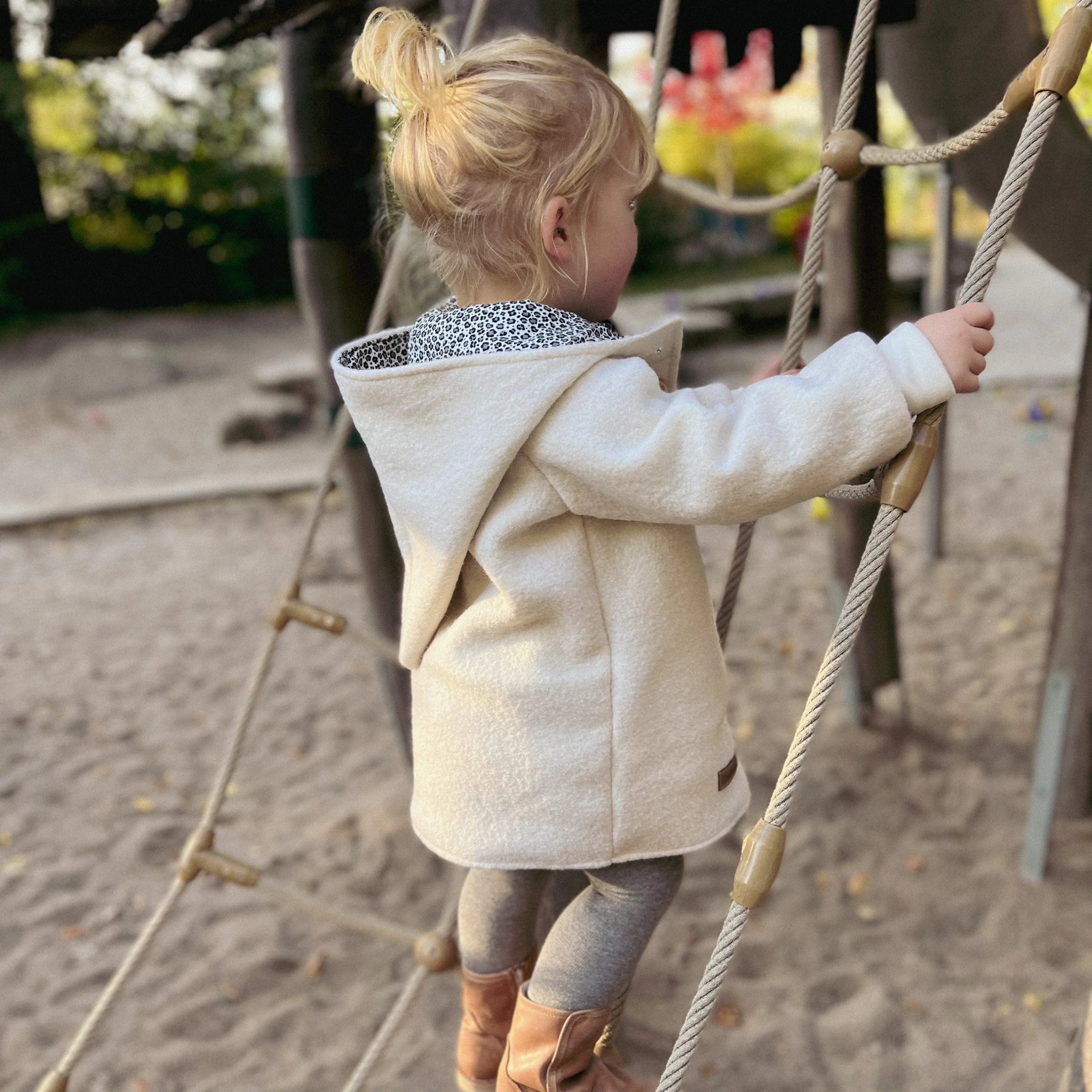 Walkjacke, Wintermantel creme innen leo