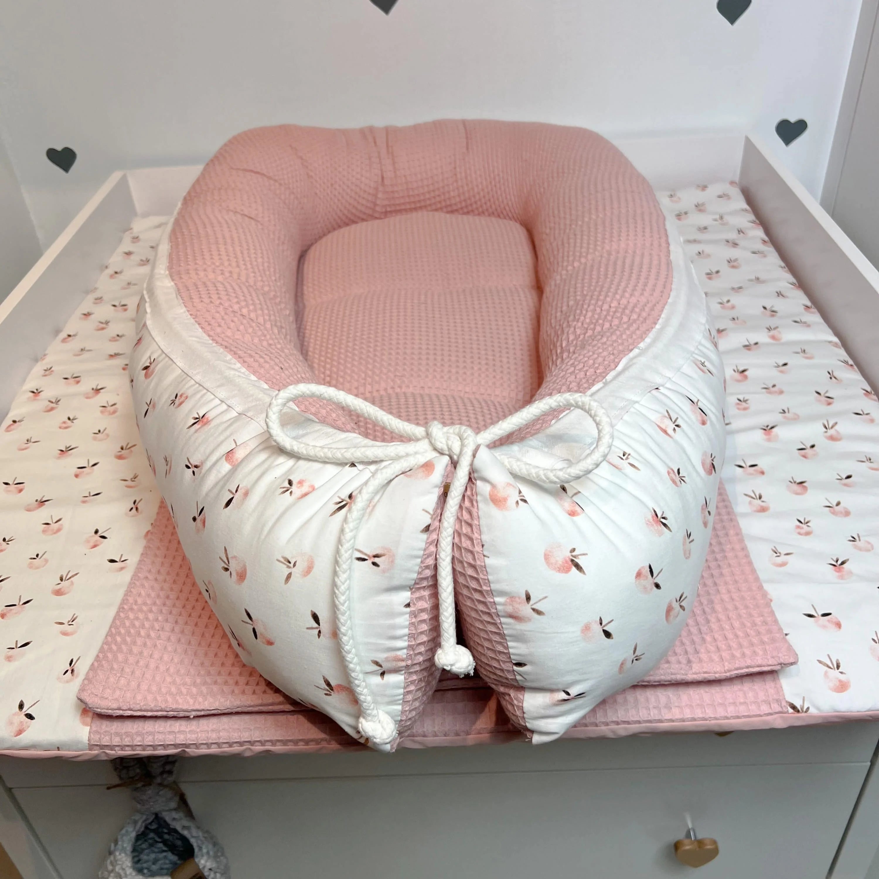 Nestchen Pfirsiche Waffelpiqué rosa