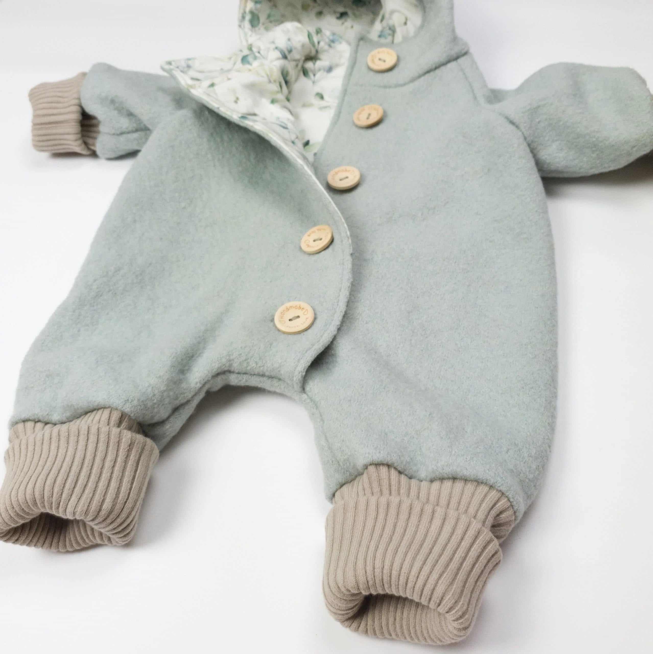 Walkoverall, Winteroverall in mint/ innen Eukalyptus oder Weidenkätzchen