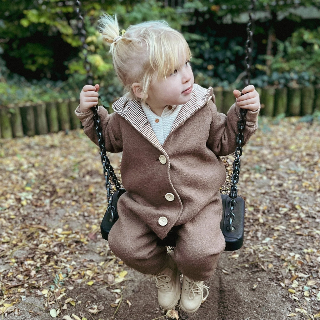 Walkoverall, Winteroverall camel/ innen gestreift