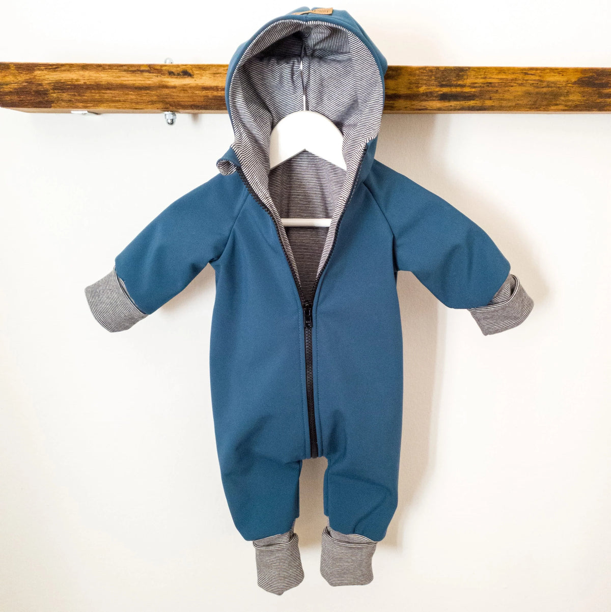 Softshell Overall petrol innen Gestreift