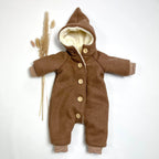 Walkoverall, Winteroverall in camel mit Teddystoff gefüttert