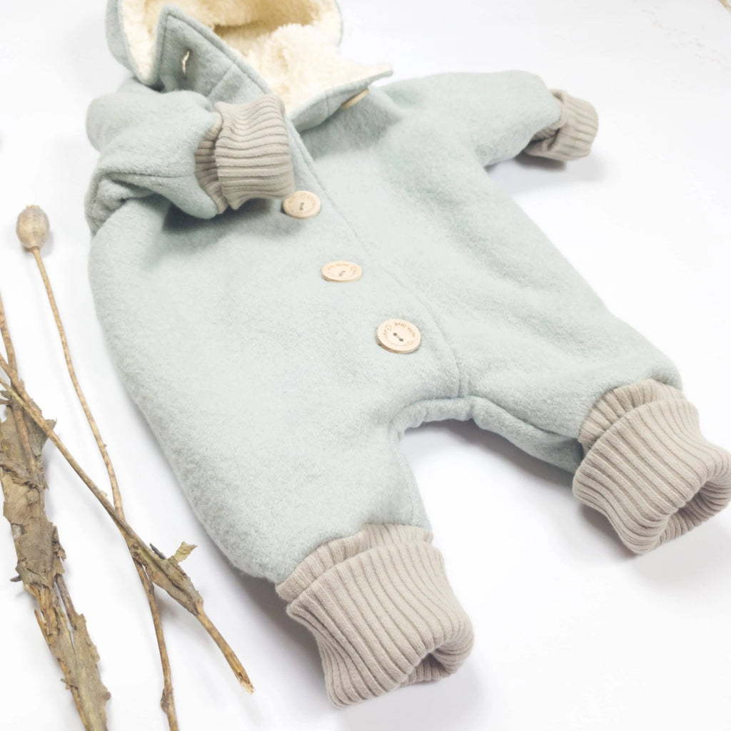 Walkoverall, Winteroverall mint/ innen mit kuscheligem Teddystoff