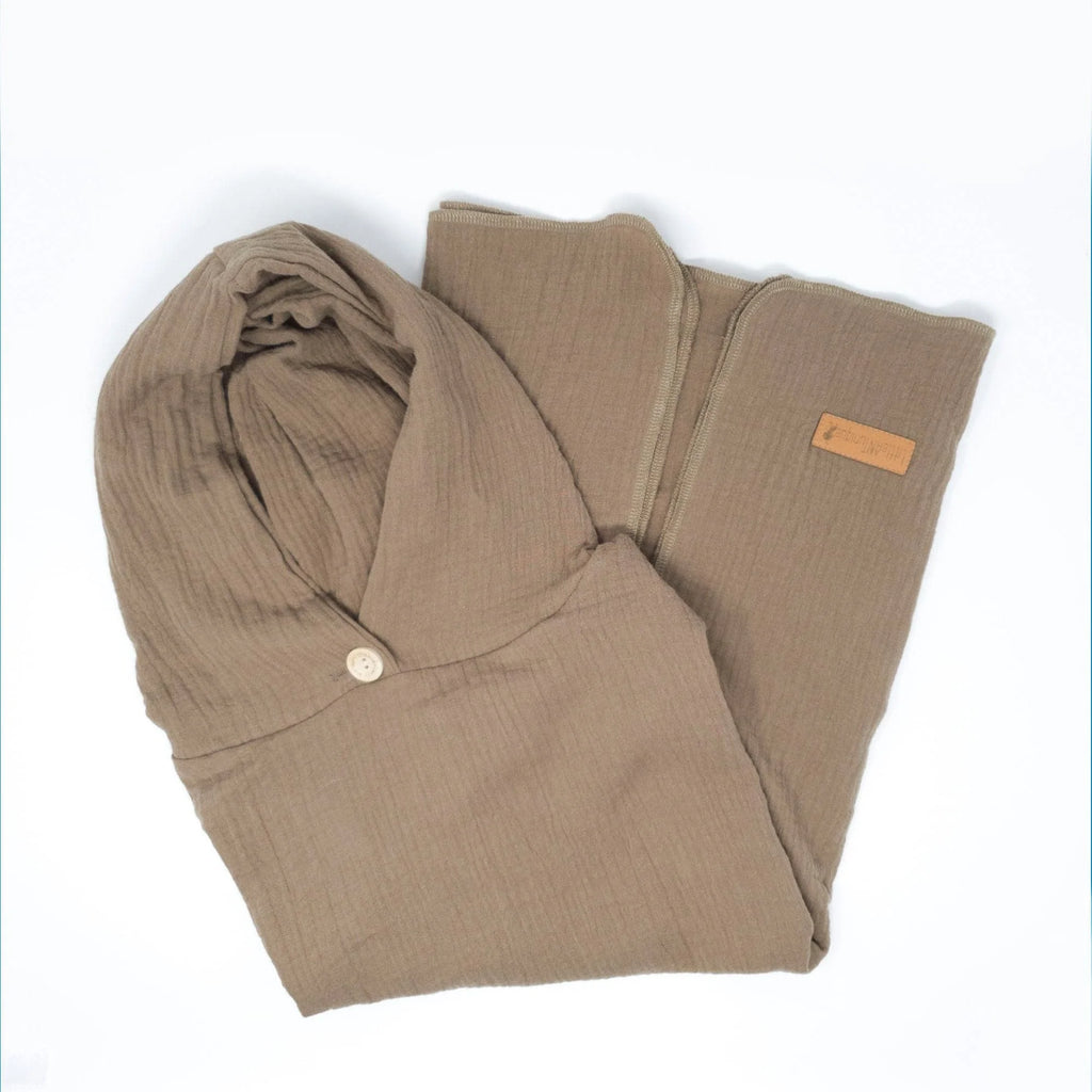 Poncho Badeponcho Musselin dunkelbeige