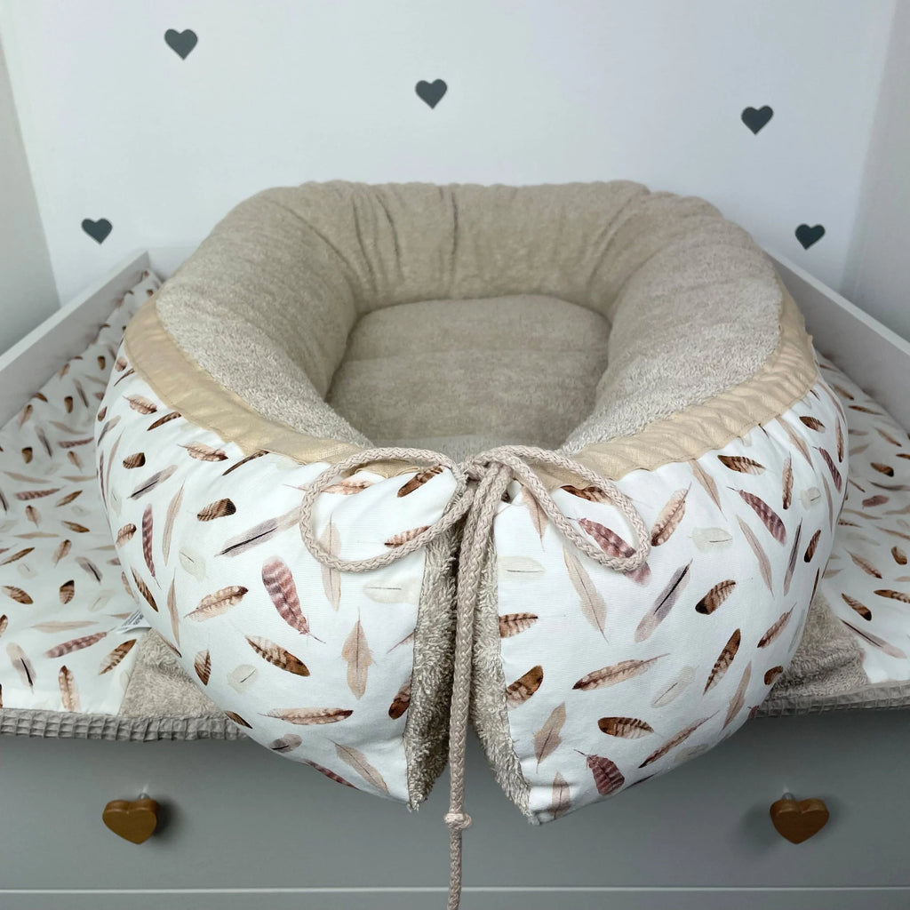 Nestchen Federn mit Frottee beige