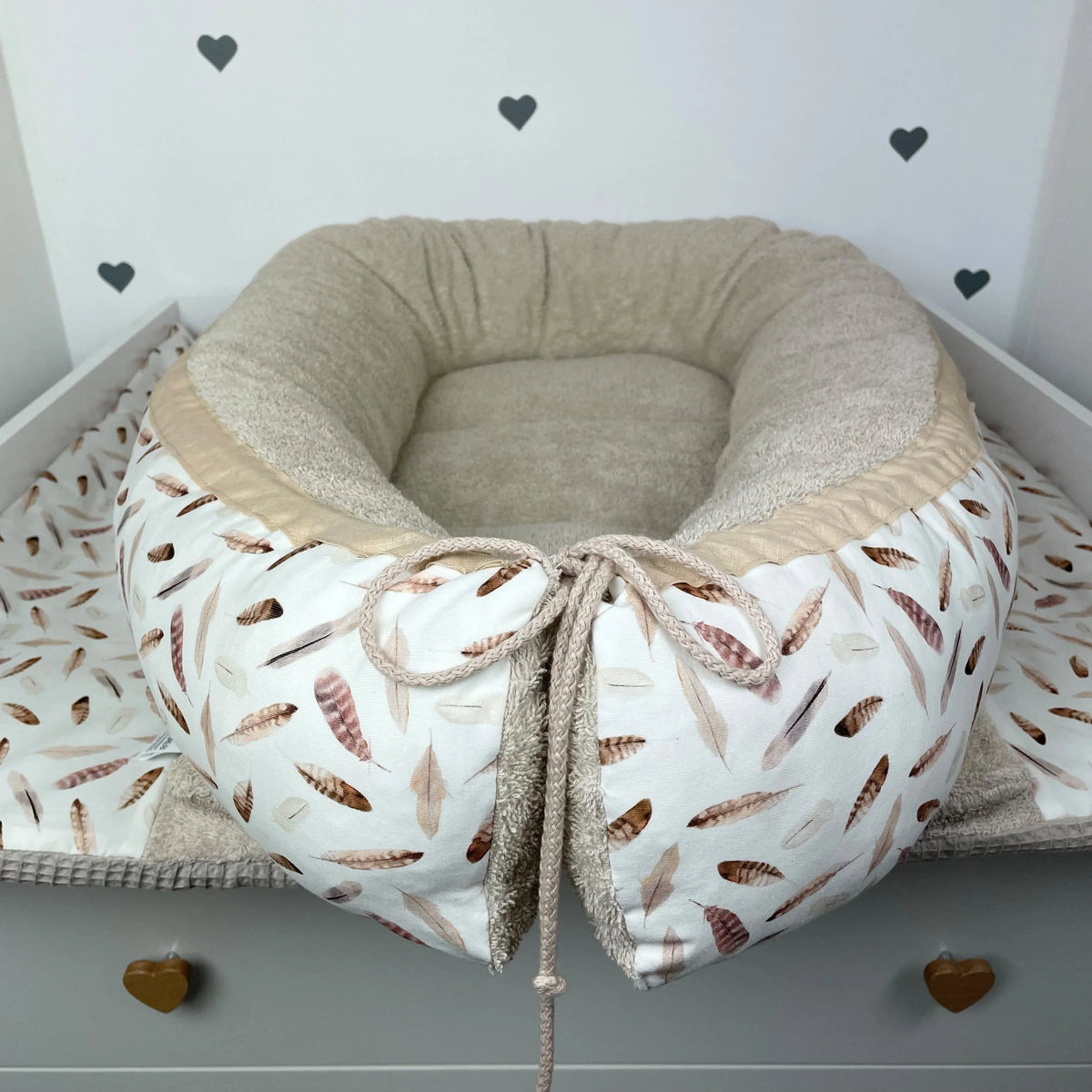 Nestchen Federn mit Frottee beige