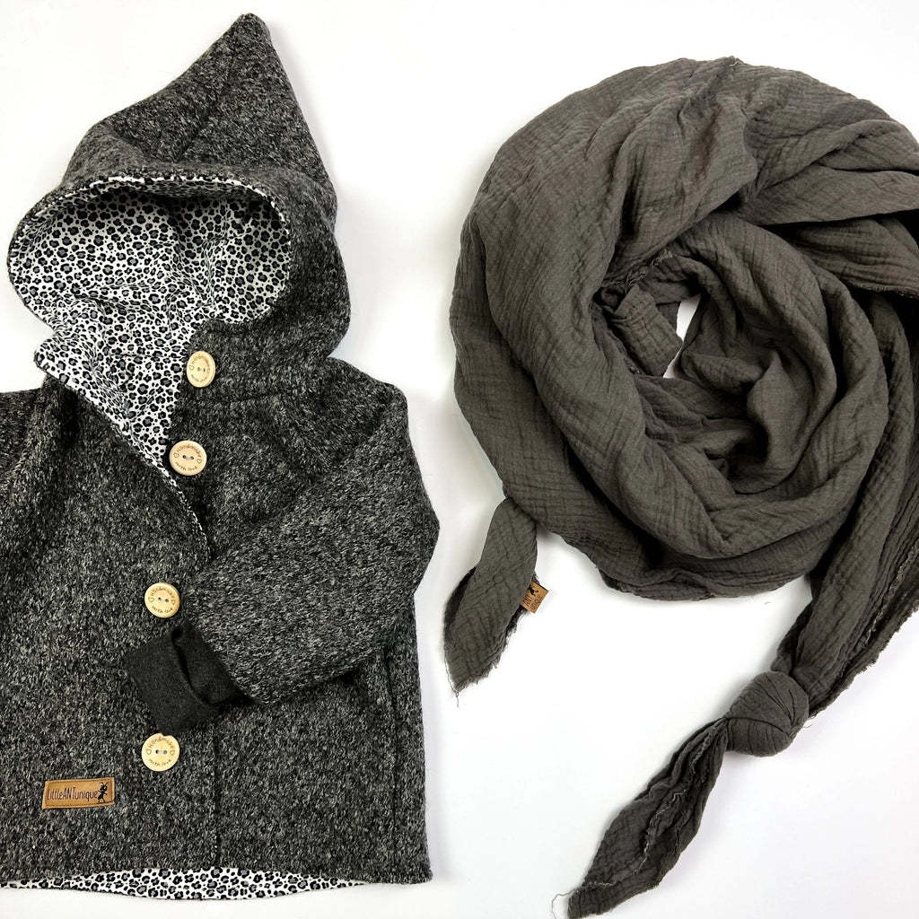 Walkjacke, Wintermantel anthrazit innen leo oder gestreift