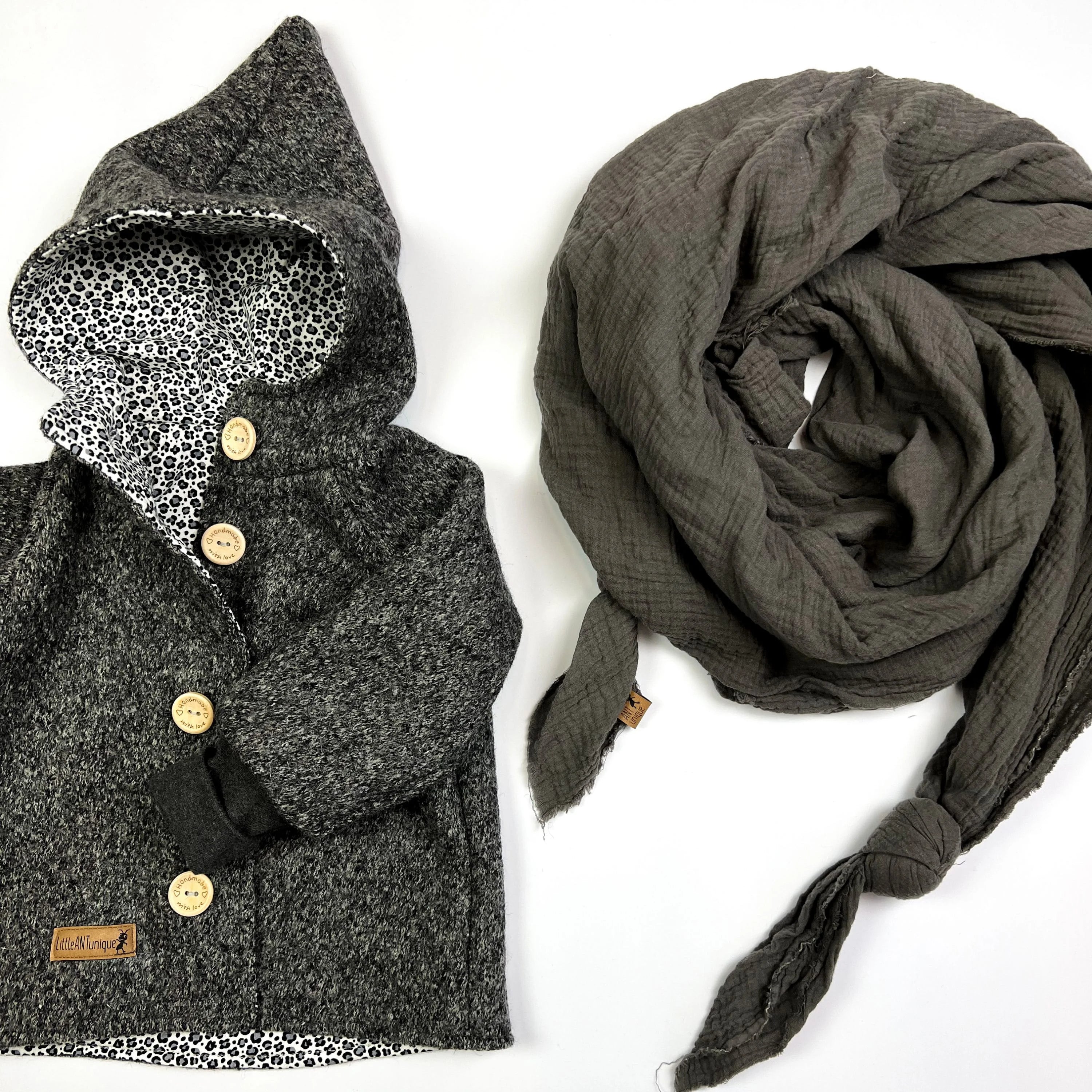 Walkjacke, Wintermantel anthrazit innen leo oder gestreift