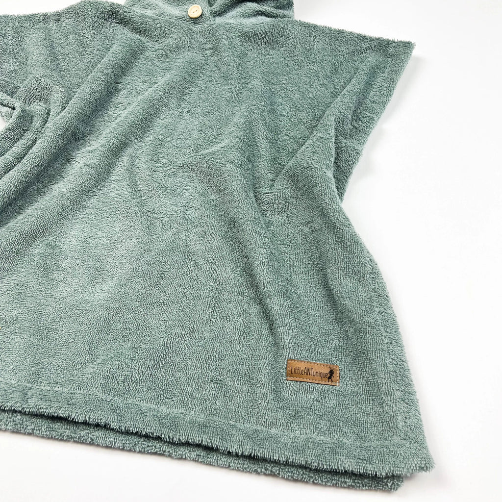 Poncho Badeponcho Frottee altgrün