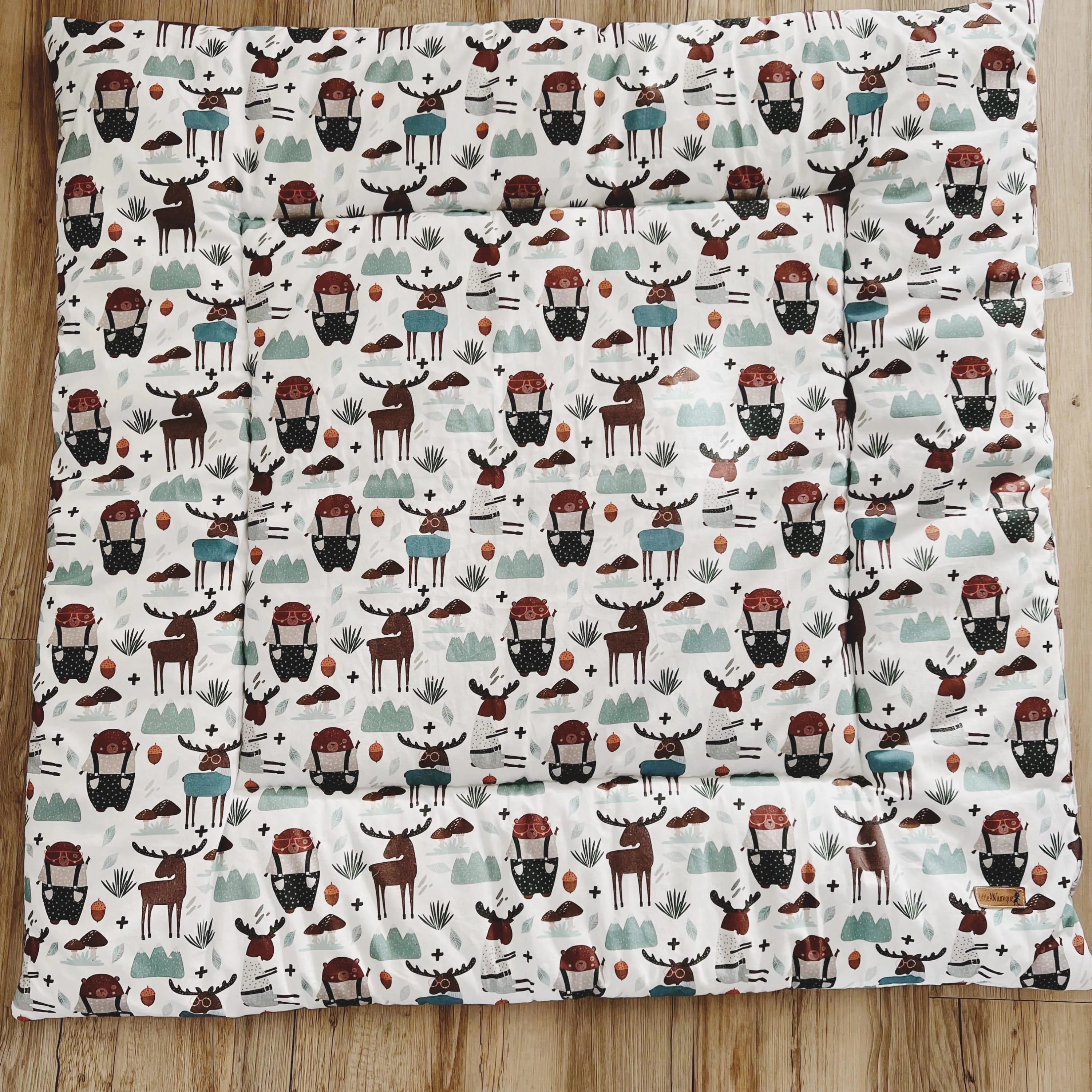 Krabbeldecke Laufgittereinlage Elch & Bär mint