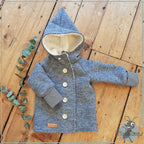 Walkjacke, Wintermantel grau mit innen kuscheligem Teddystoff