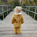 Walkoverall, Winteroverall ocker/ innen mit kuscheligem Teddystoff