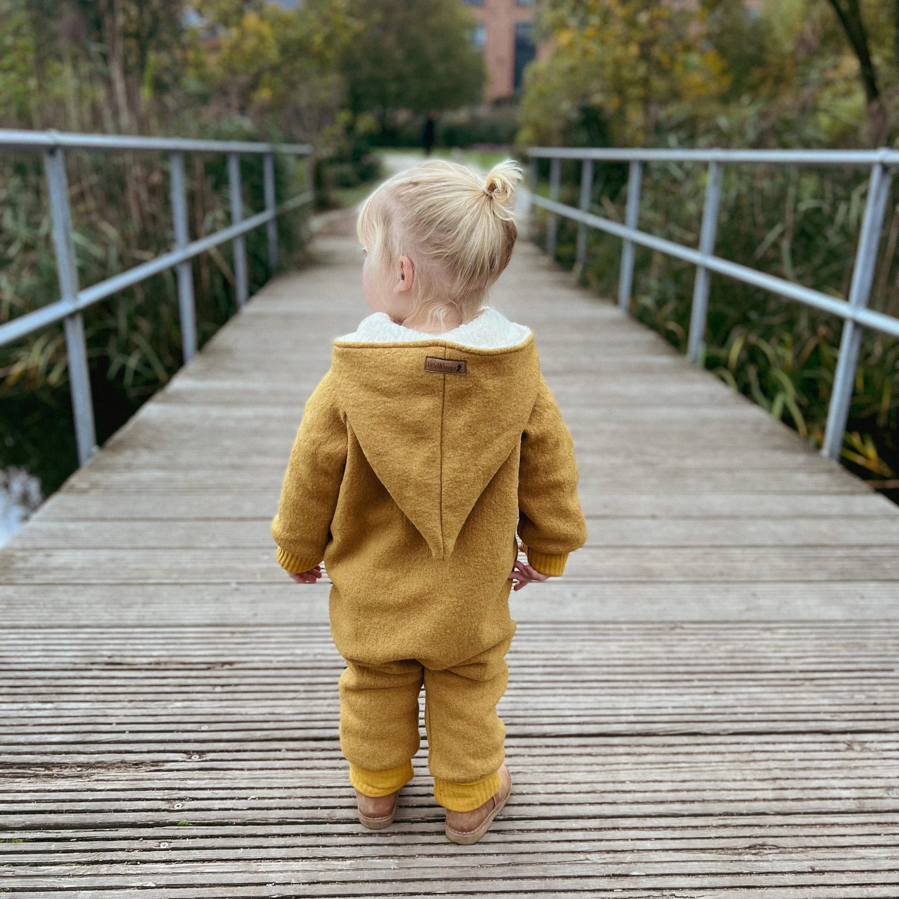 Walkoverall, Winteroverall ocker/ innen mit kuscheligem Teddystoff