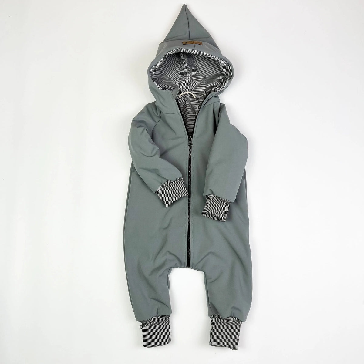 Softshell Overall in grau und innen gestreift