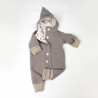 Walkoverall, Winteroverall in taupe/ innen Federn oder leo