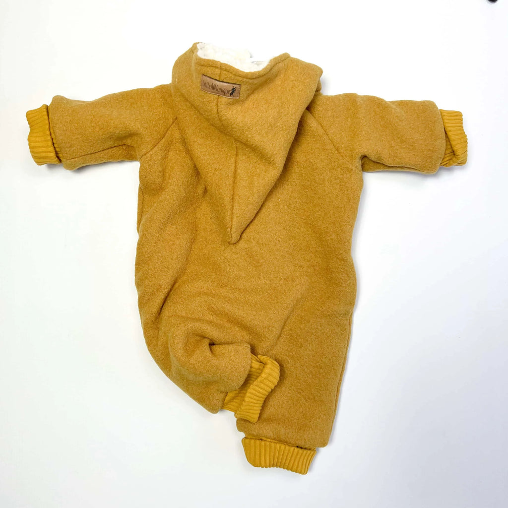 Walkoverall, Winteroverall ocker/ innen mit kuscheligem Teddystoff
