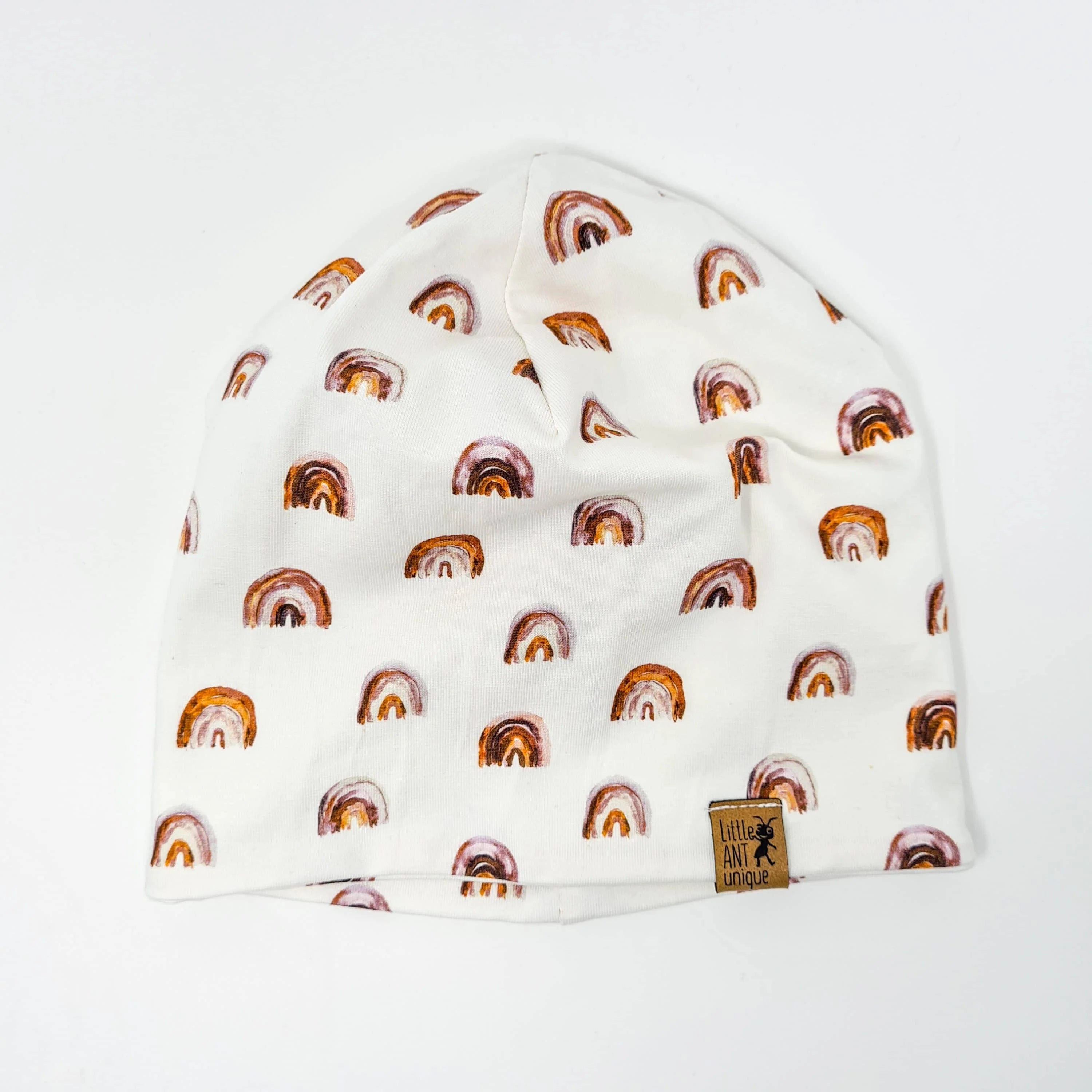 Beanie Mütze Weidenkätzchen, Eukalyptus, Federn, Hortensie und Regenbogen