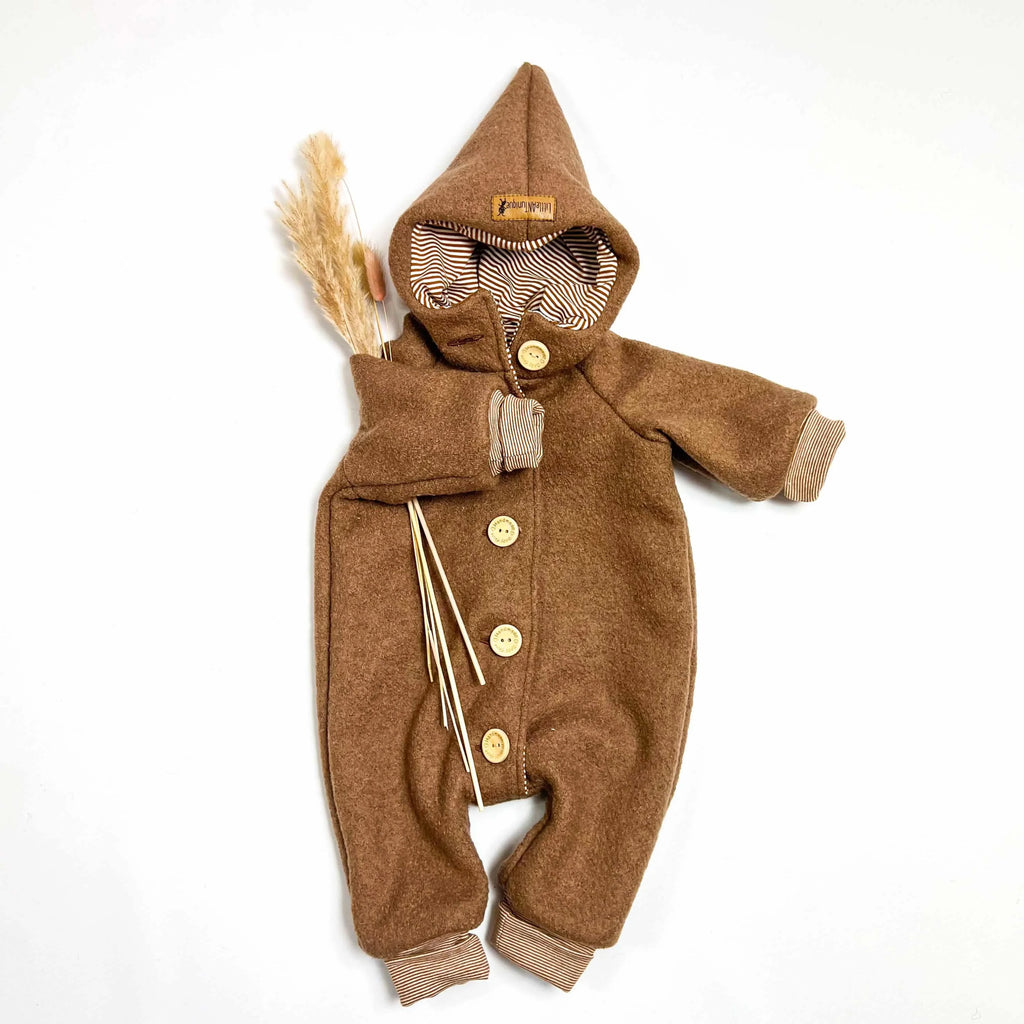 Walkoverall, Winteroverall camel/ innen gestreift