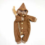 Walkoverall, Winteroverall camel/ innen gestreift