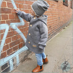 Walkjacke, Wintermantel grau, innen gestreift