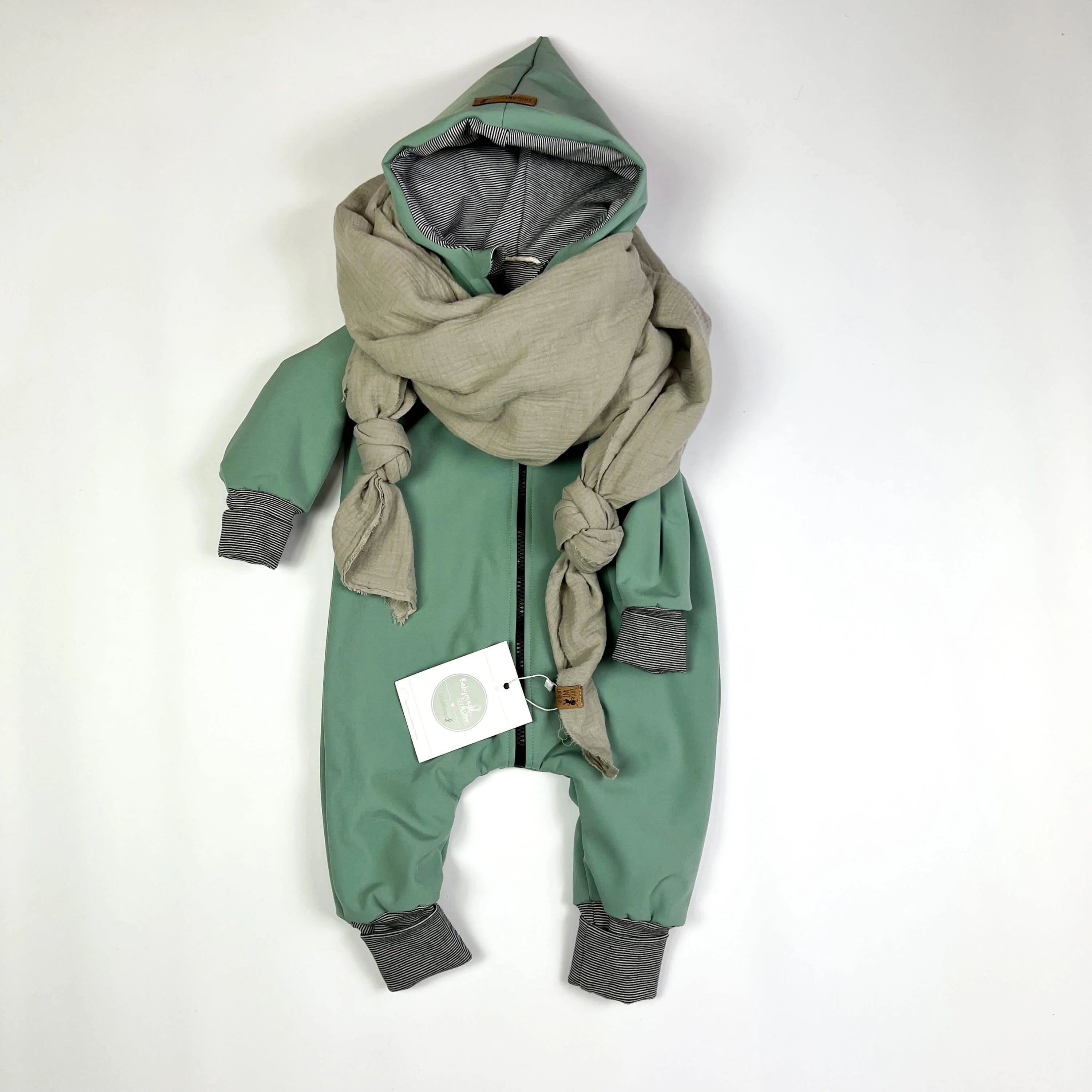 Softshell Overall in mint und innen gestreift