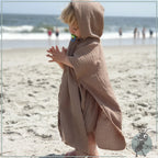 Poncho Badeponcho Musselin ocker