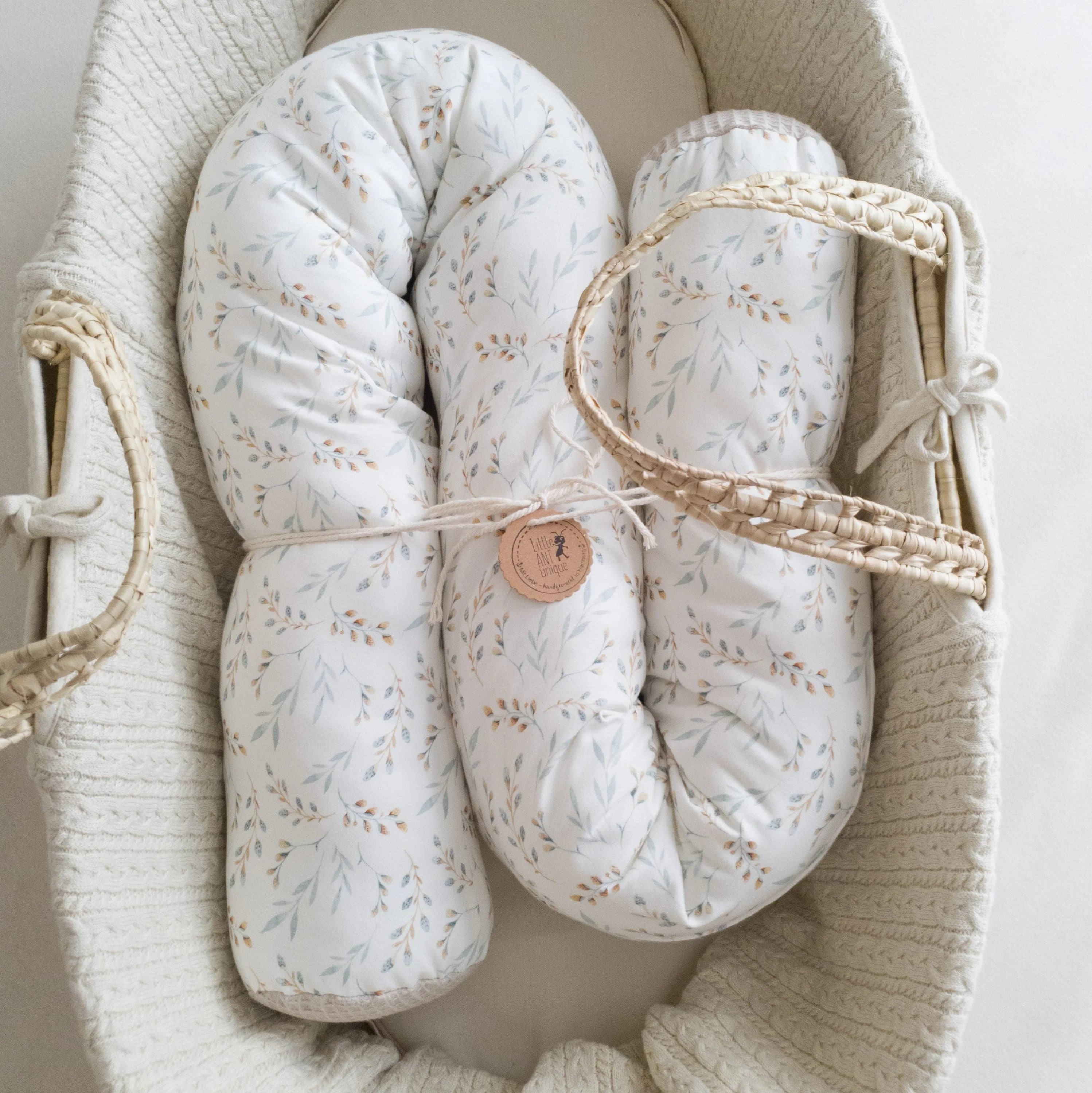 Bettschlange, Wickeltischumrandung Weidenkätzchen mit Frottee beige