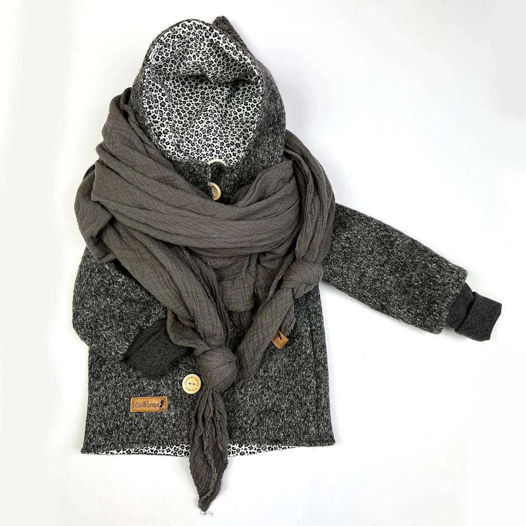 Walkjacke, Wintermantel anthrazit innen leo oder gestreift