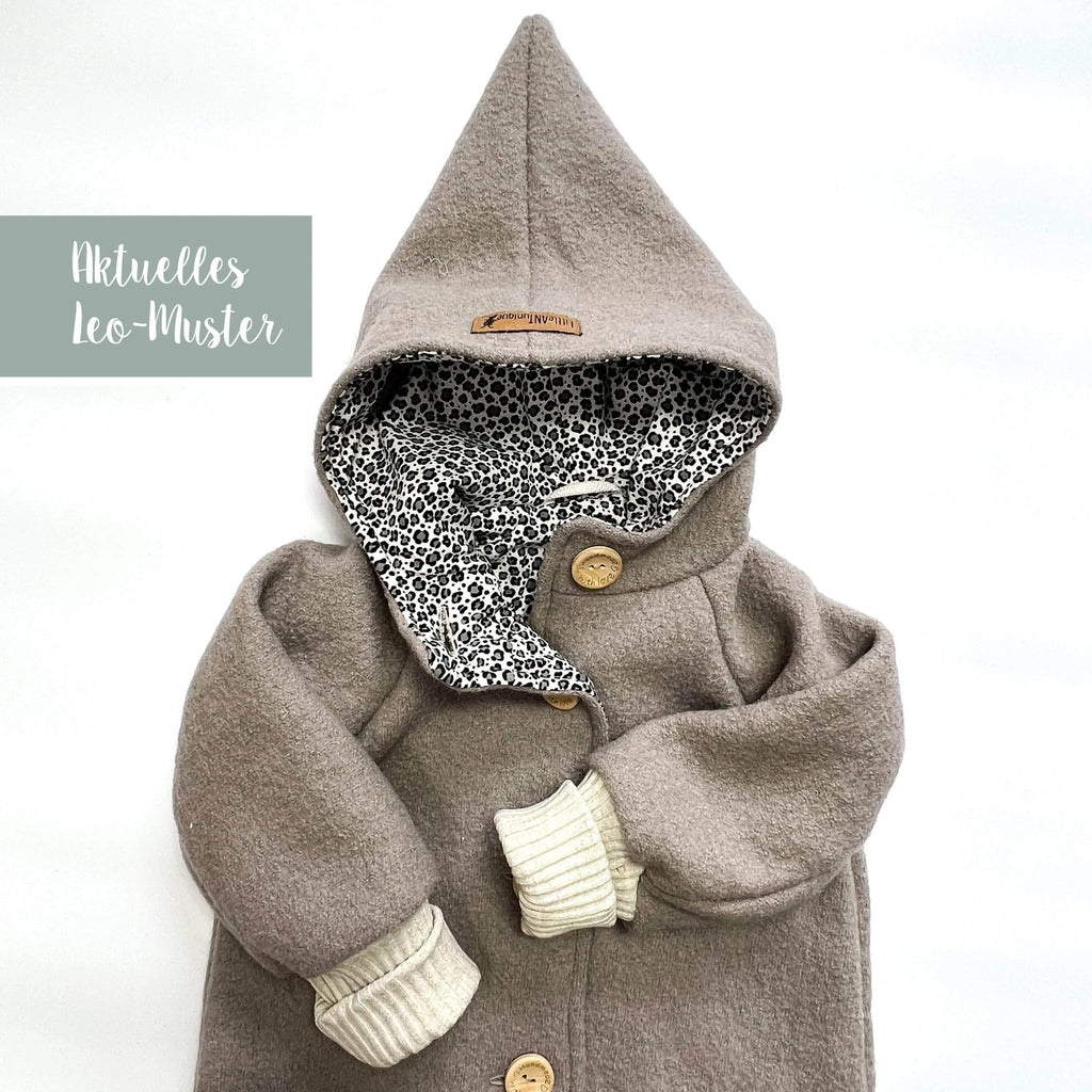Walkjacke, Wintermantel in taupe/ innen Federn oder leo