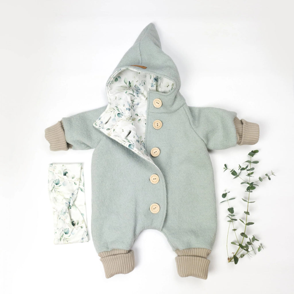 Walkoverall, Winteroverall in mint/ innen Eukalyptus oder Weidenkätzchen