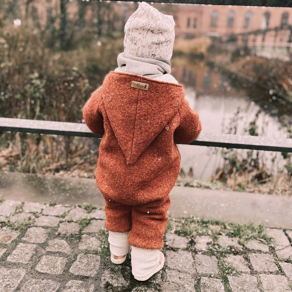 Walkoverall, Winteroverall rost/ innen mit kuscheligem Teddystoff