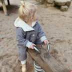 Walkoverall, Winteroverall in grau mit Teddystoff gefüttert