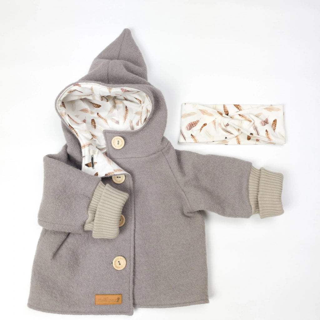 Walkjacke, Wintermantel in taupe/ innen Federn oder leo