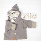 Walkjacke, Wintermantel in taupe/ innen Federn oder leo