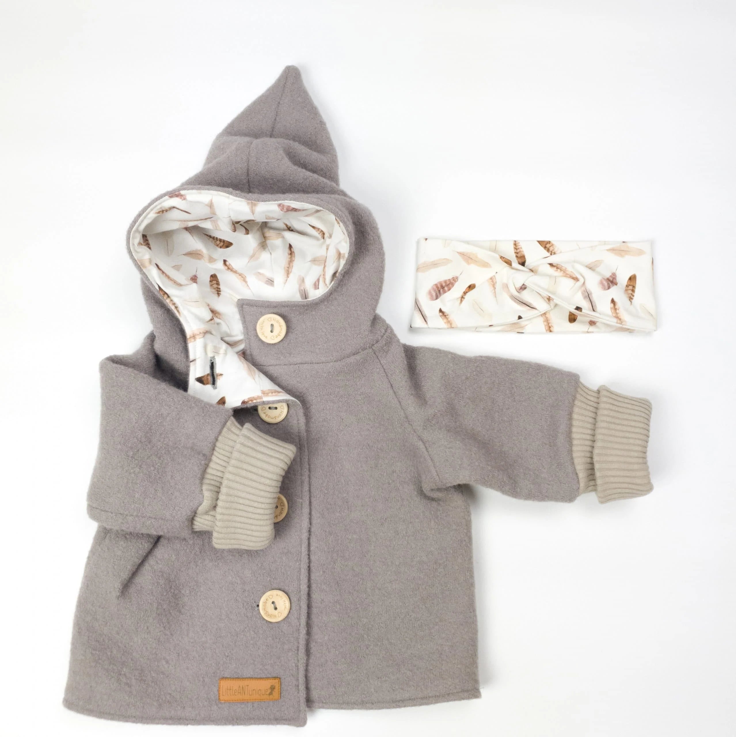 Walkjacke, Wintermantel in taupe/ innen Federn oder leo