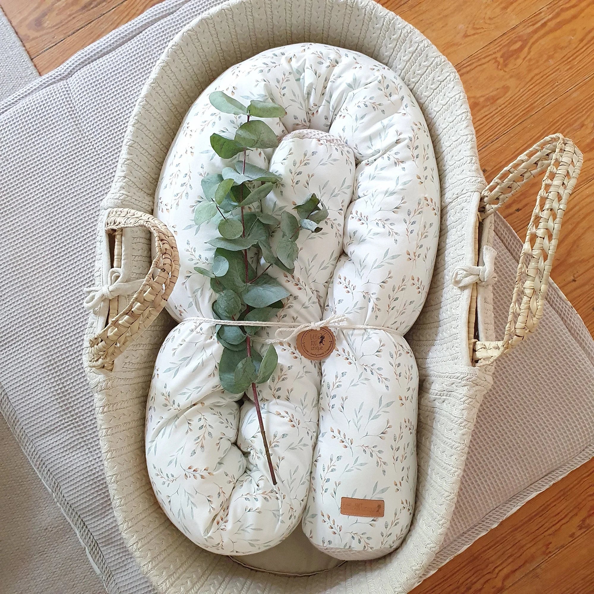 Bettschlange, Wickeltischumrandung Weidenkätzchen mit Frottee beige