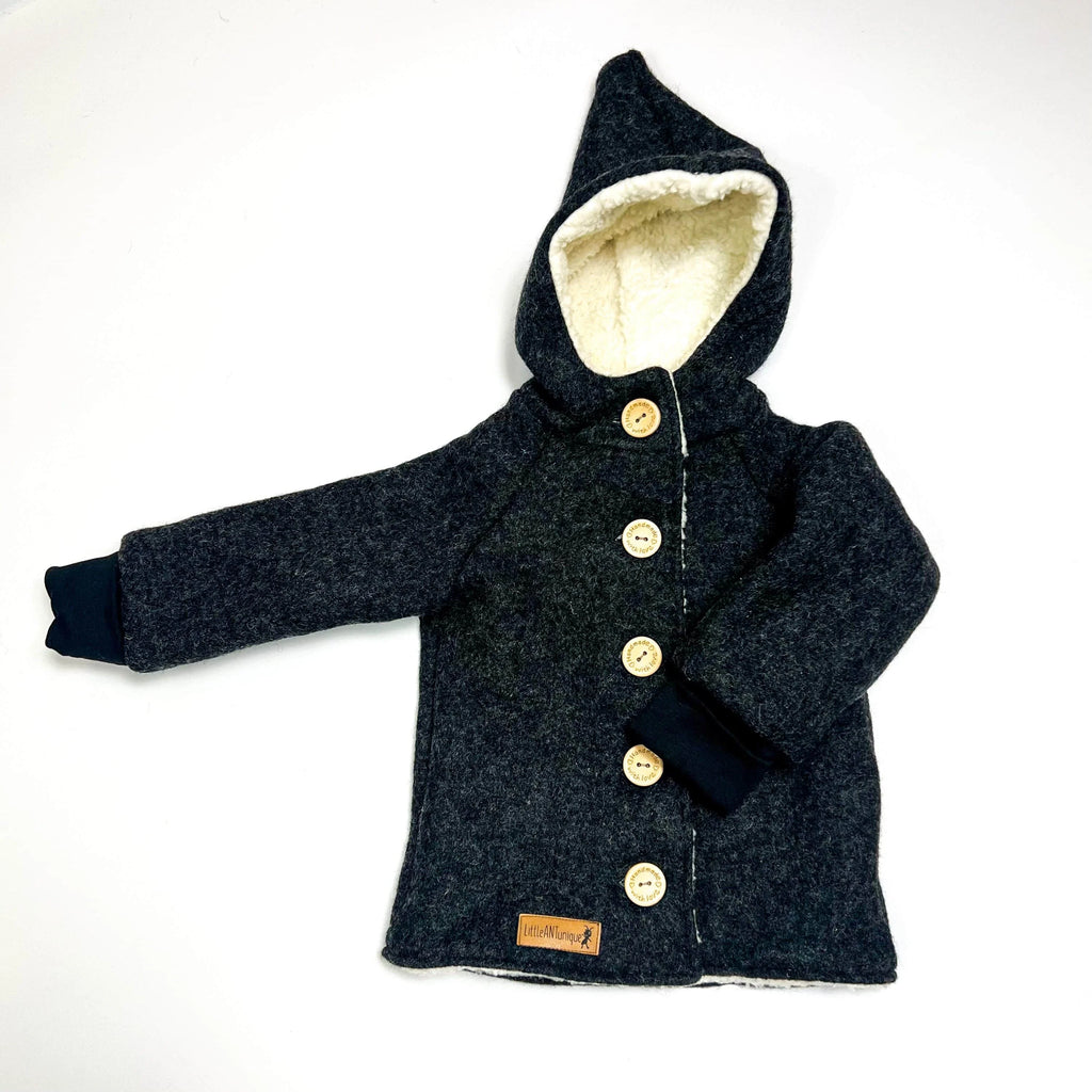 Walkjacke, Wintermantel anthrazit/ innen mit kuscheligem Teddystoff