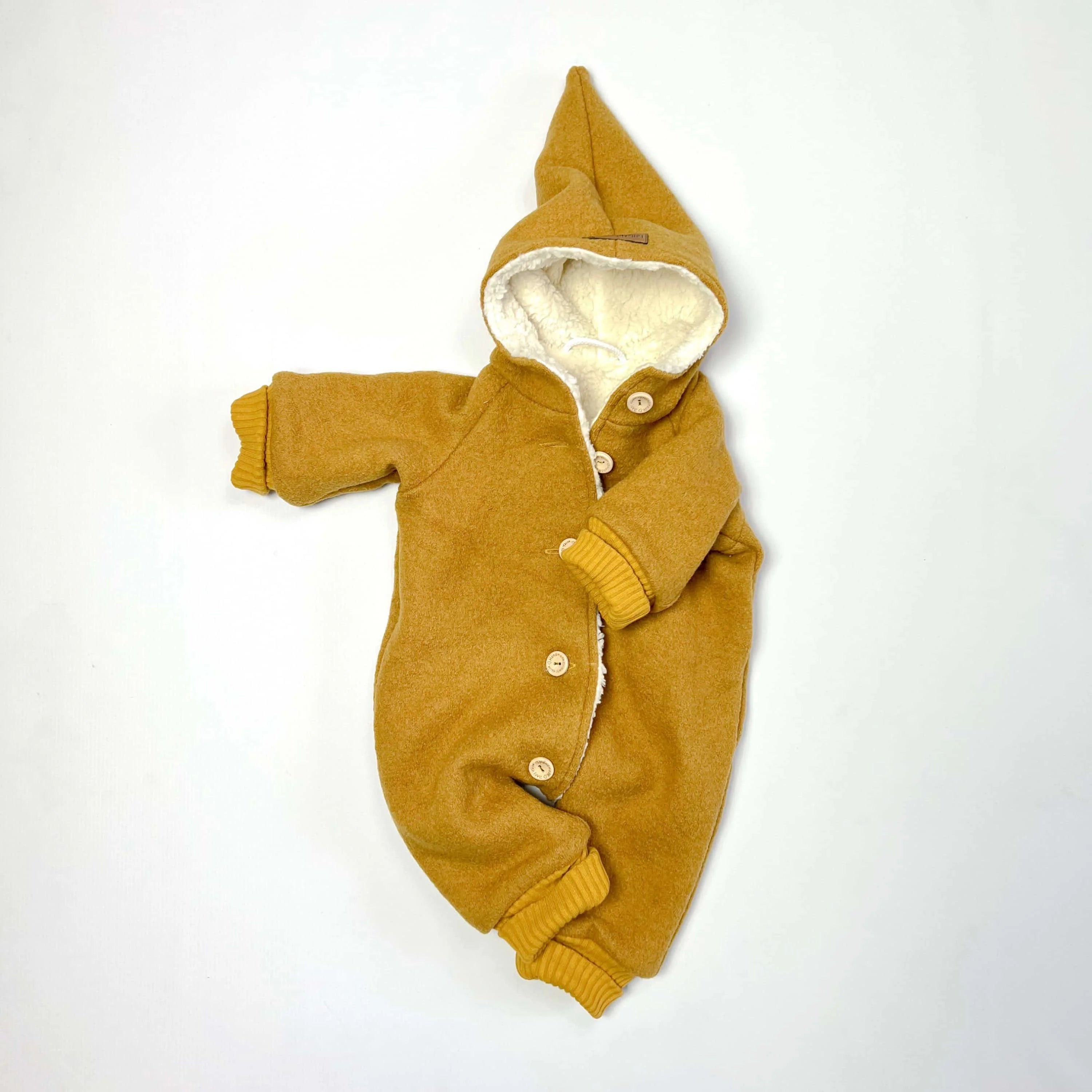 Walkoverall, Winteroverall ocker/ innen mit kuscheligem Teddystoff