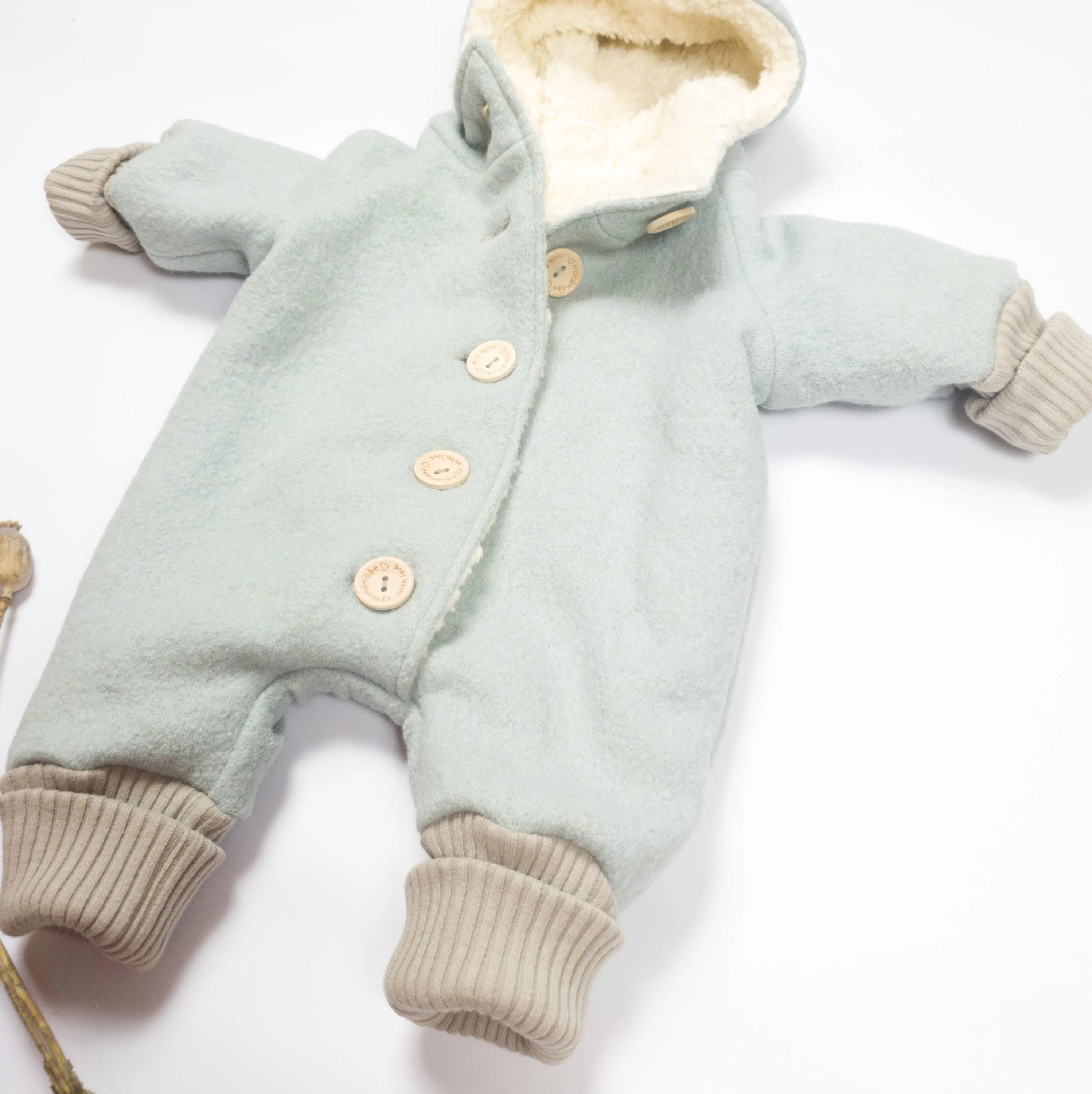 Walkoverall, Winteroverall mint/ innen mit kuscheligem Teddystoff