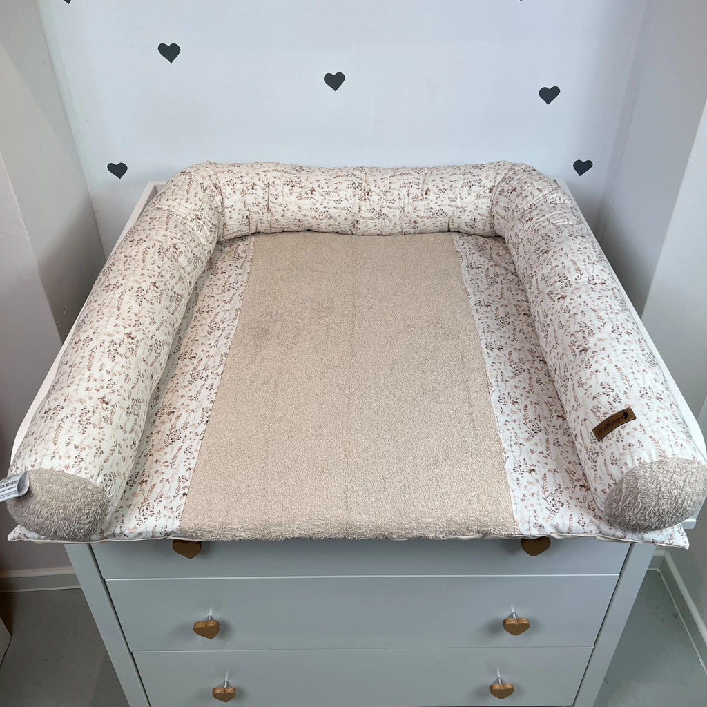Bettschlange, Wickeltischumrandung Drygras mit Frottee beige