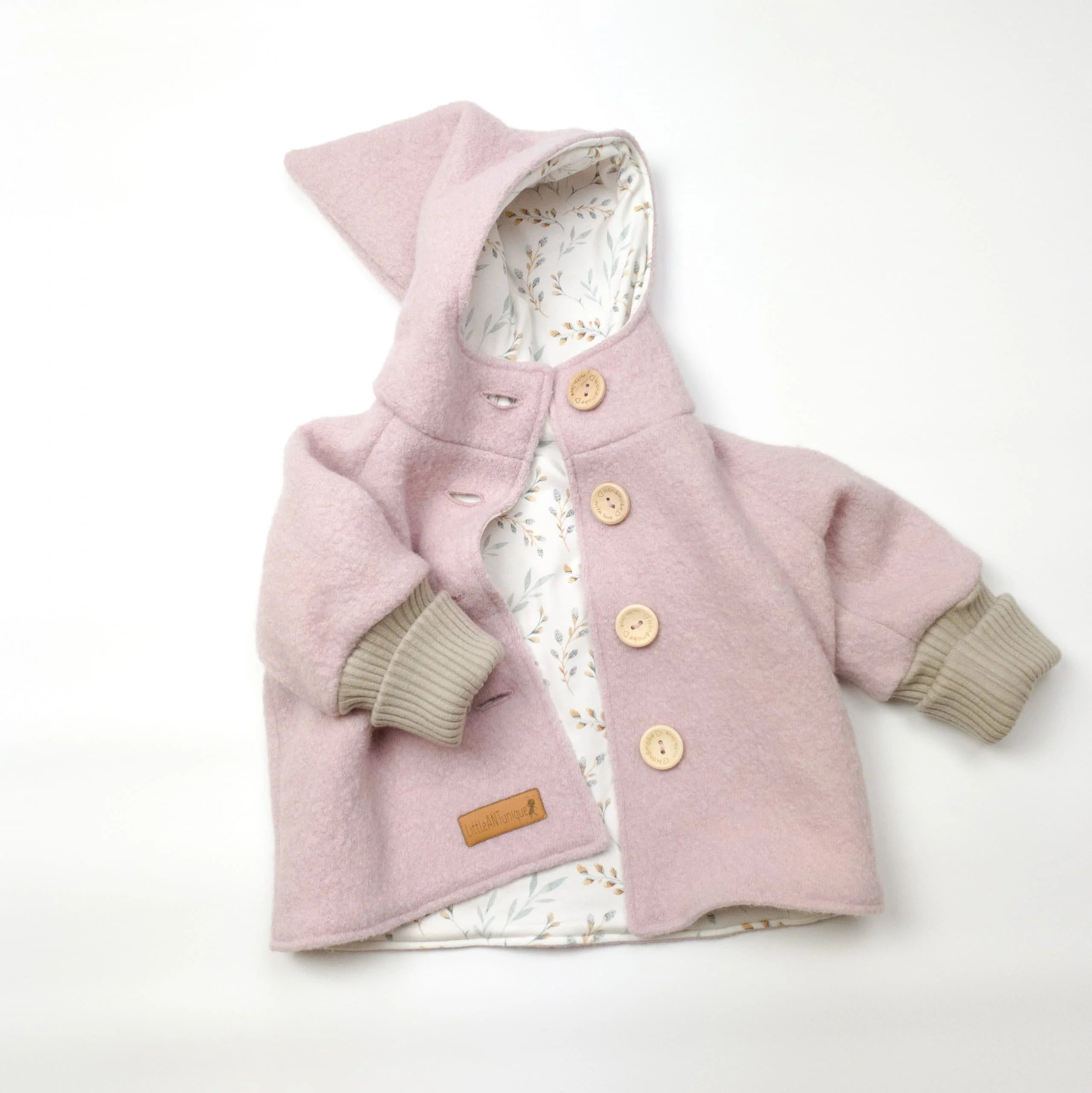 Walkjacke, Wintermantel in rosa/ innen Weidenkätzchen