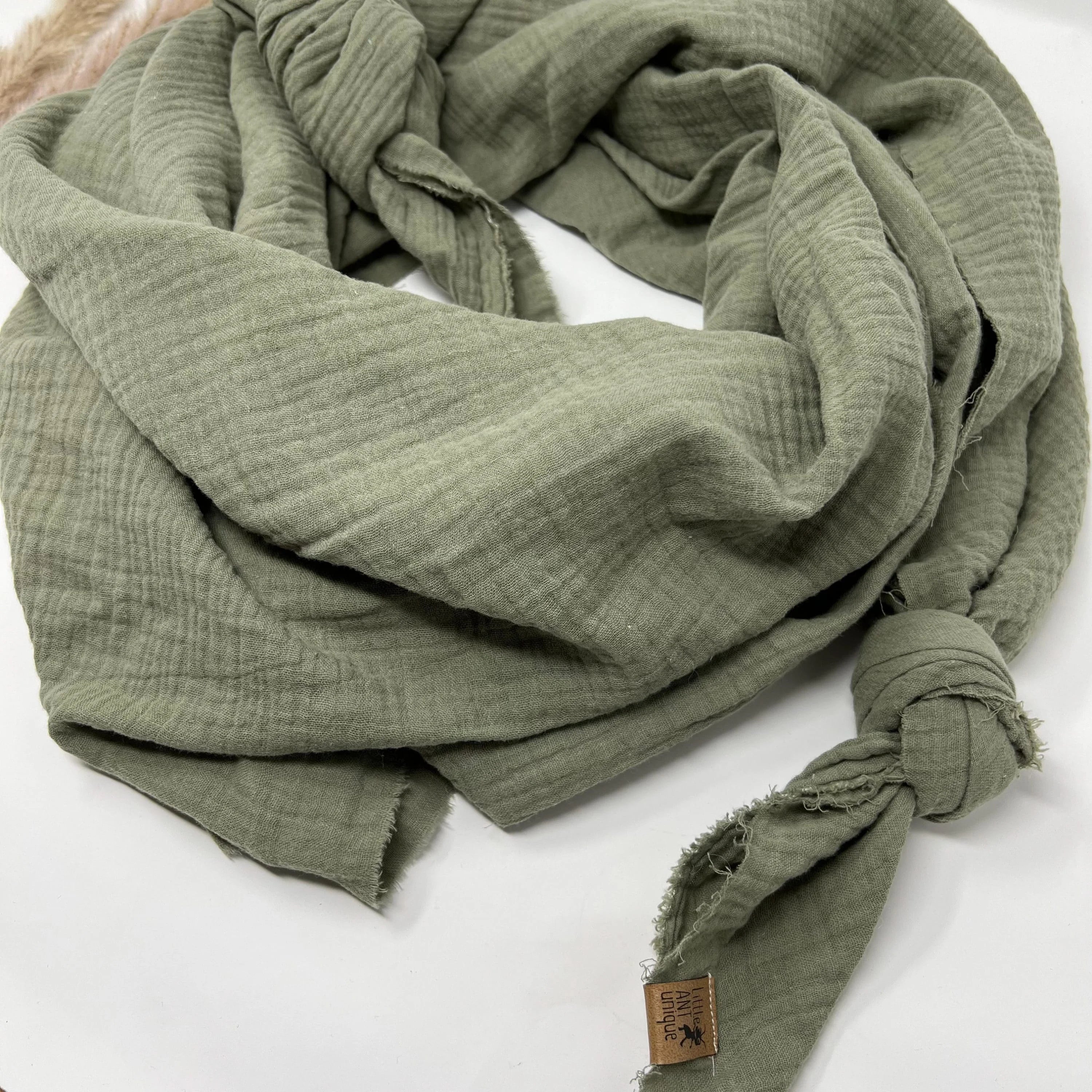 Halstuch, Spucktuch, Schnuffeltuch Musselin oliv