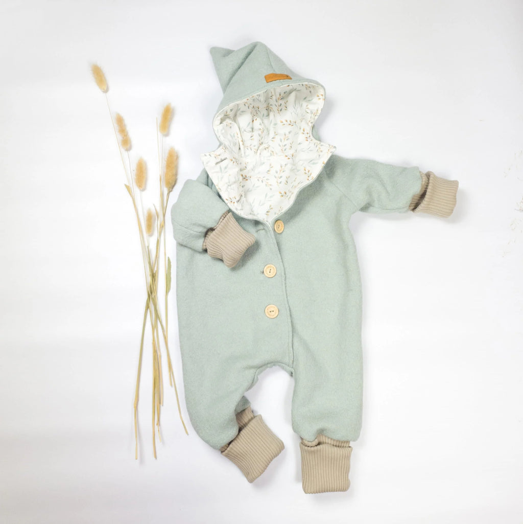 Walkoverall, Winteroverall in mint/ innen Eukalyptus oder Weidenkätzchen