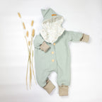 Walkoverall, Winteroverall in mint/ innen Eukalyptus oder Weidenkätzchen