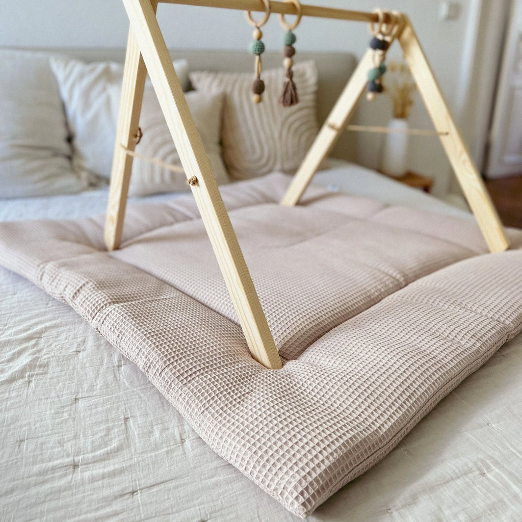 Krabbeldecke Laufgittereinlage Waffelpique Beige